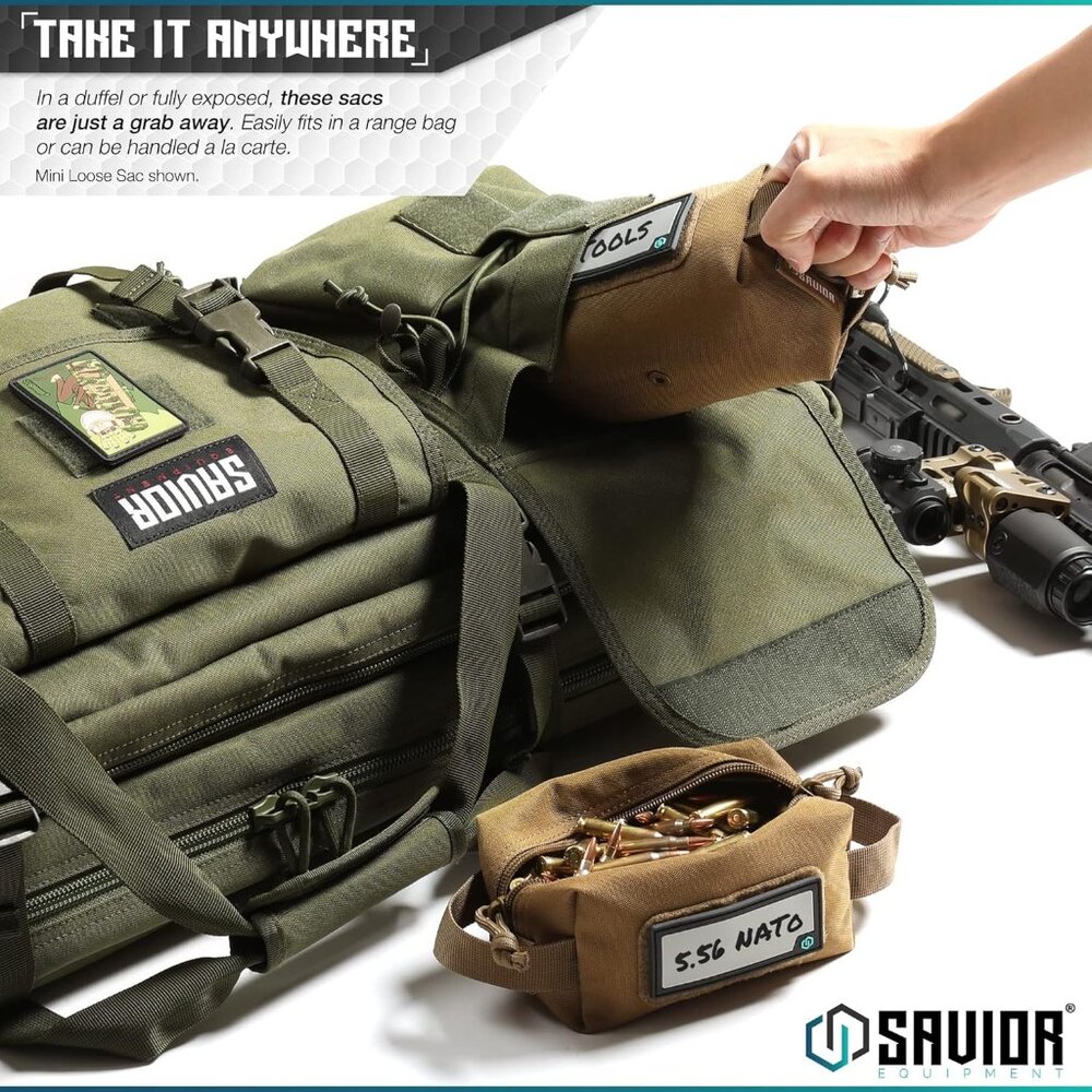 Loose Sacs 4-Pack Tactical Ammo Pouch Firearm Ammunition Carrier Bag, ID Patches - Picture 3 of 8